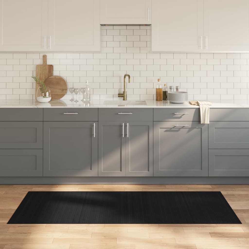VidaXL Rechteckiger Teppich 80x200 cm Bambus schwarz