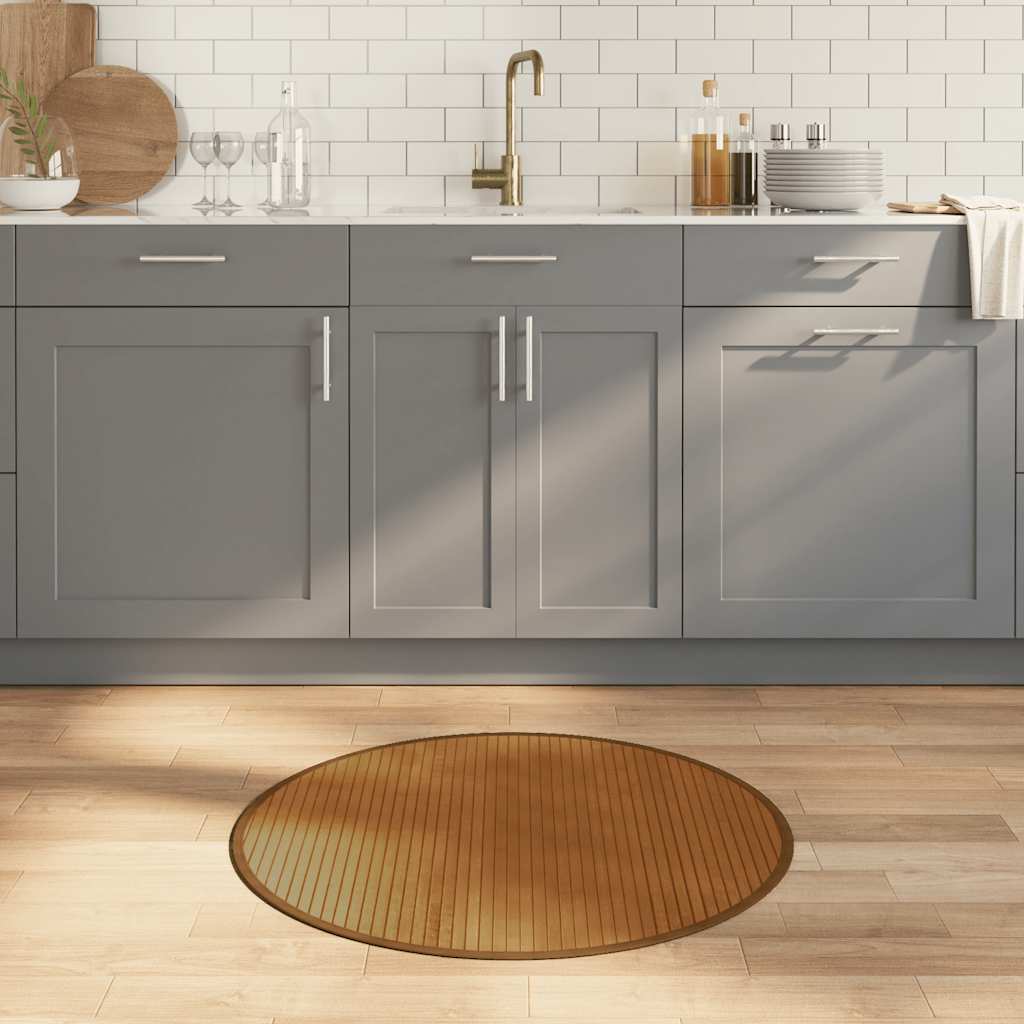 VidaXL Teppich rund 80 cm Bambusbraun
