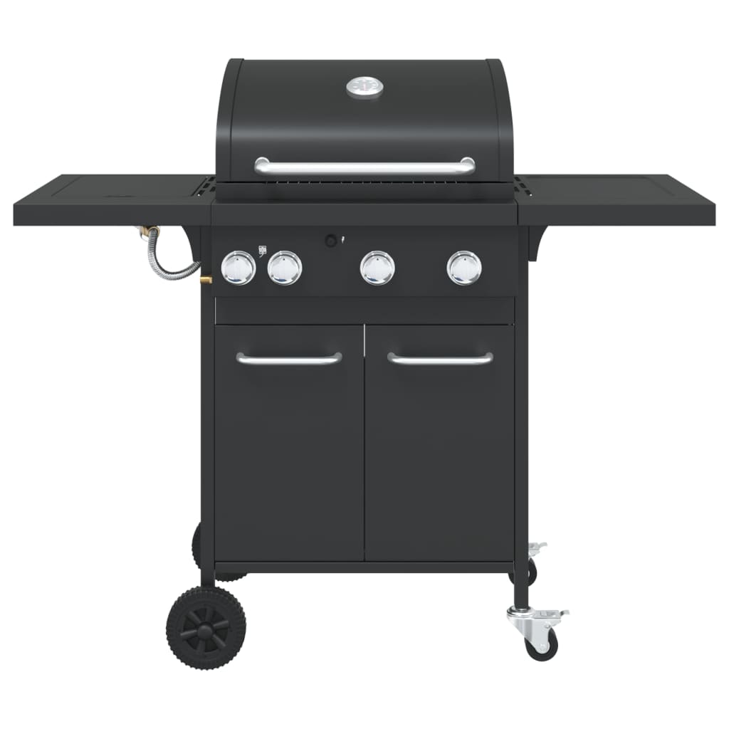 VidaXL Gasgrill mit 4 Brennern, pulverbeschichteter Stahl, schwarz