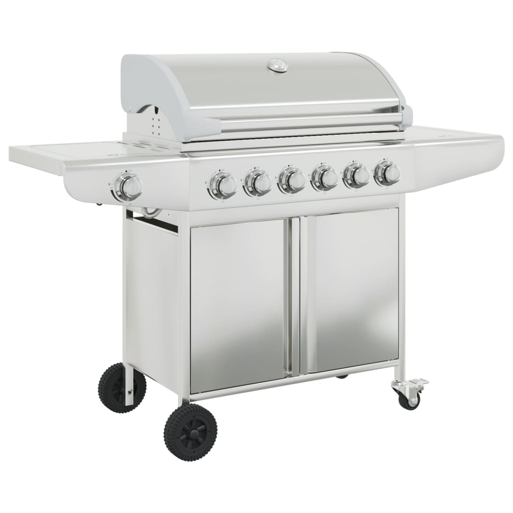 VidaXL Gasgrill mit 7 Brennern aus Edelstahl silberfarben