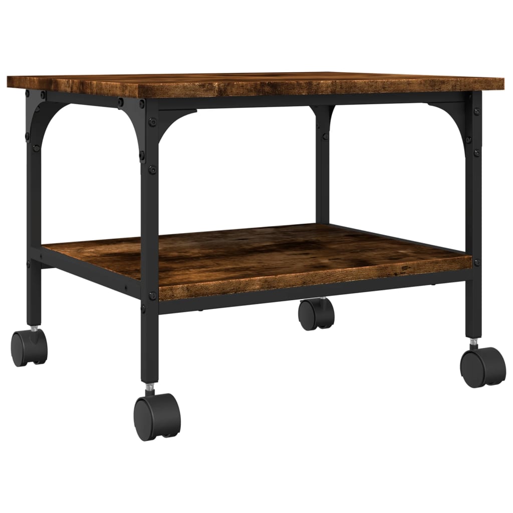 VidaXL Druckerschrank 2-lagig 50x40x38 cm verarbeitetes Holz, geräucherte Eiche