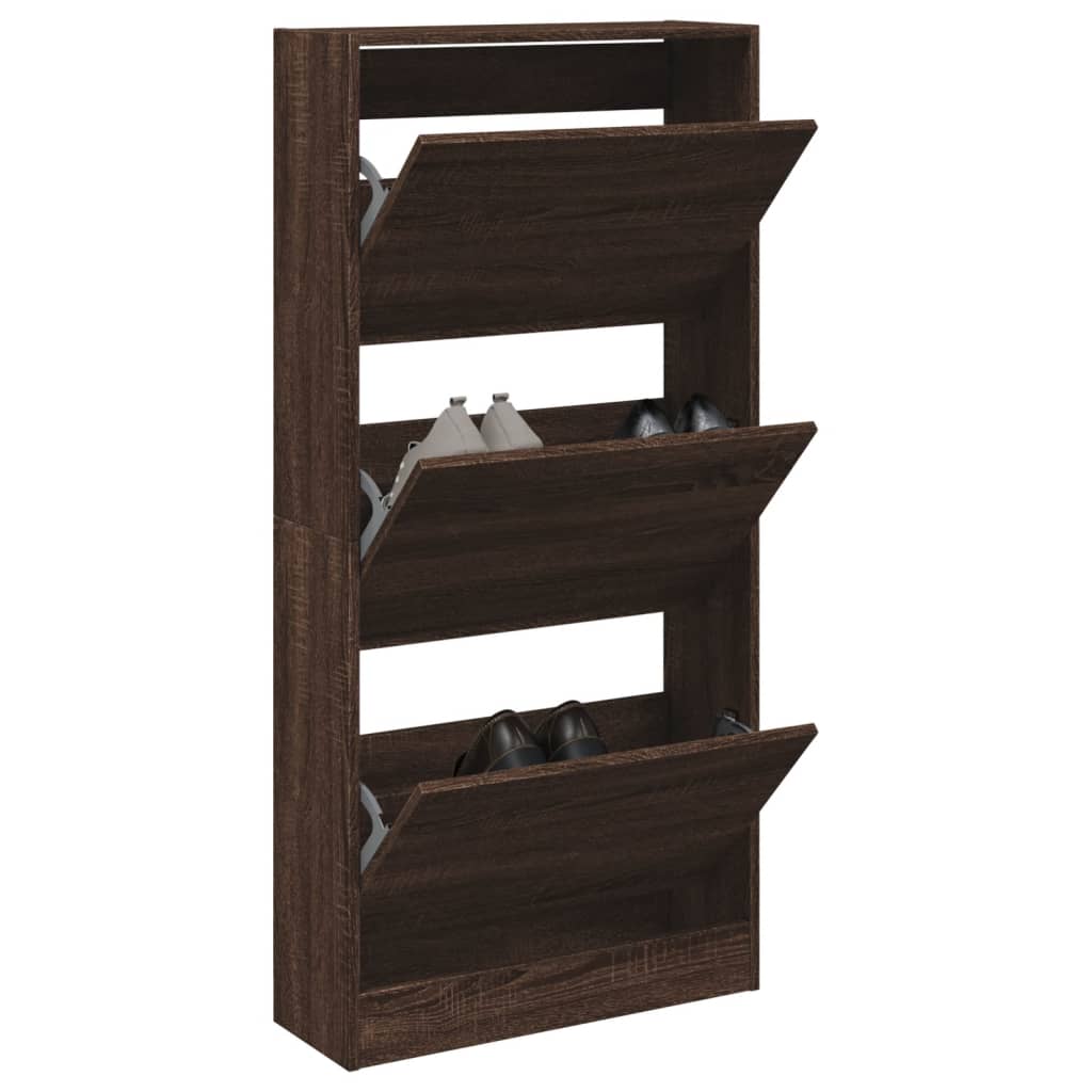 VidaXL Schuhschrank 60x21x125,5 cm, fertige Holzfarbe, braune Eiche
