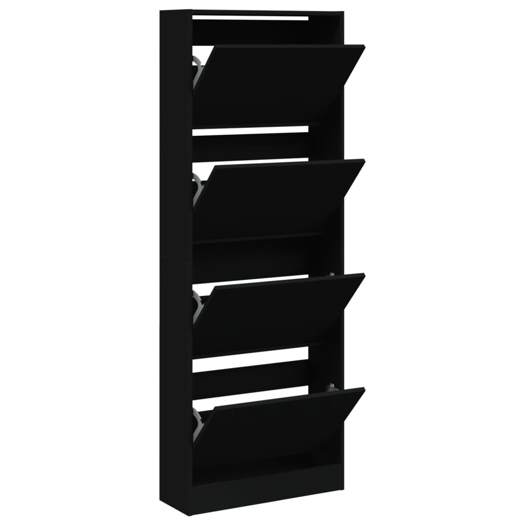 VidaXL Schuhschrank 60x21x163,5 cm lackiertes Holz schwarz
