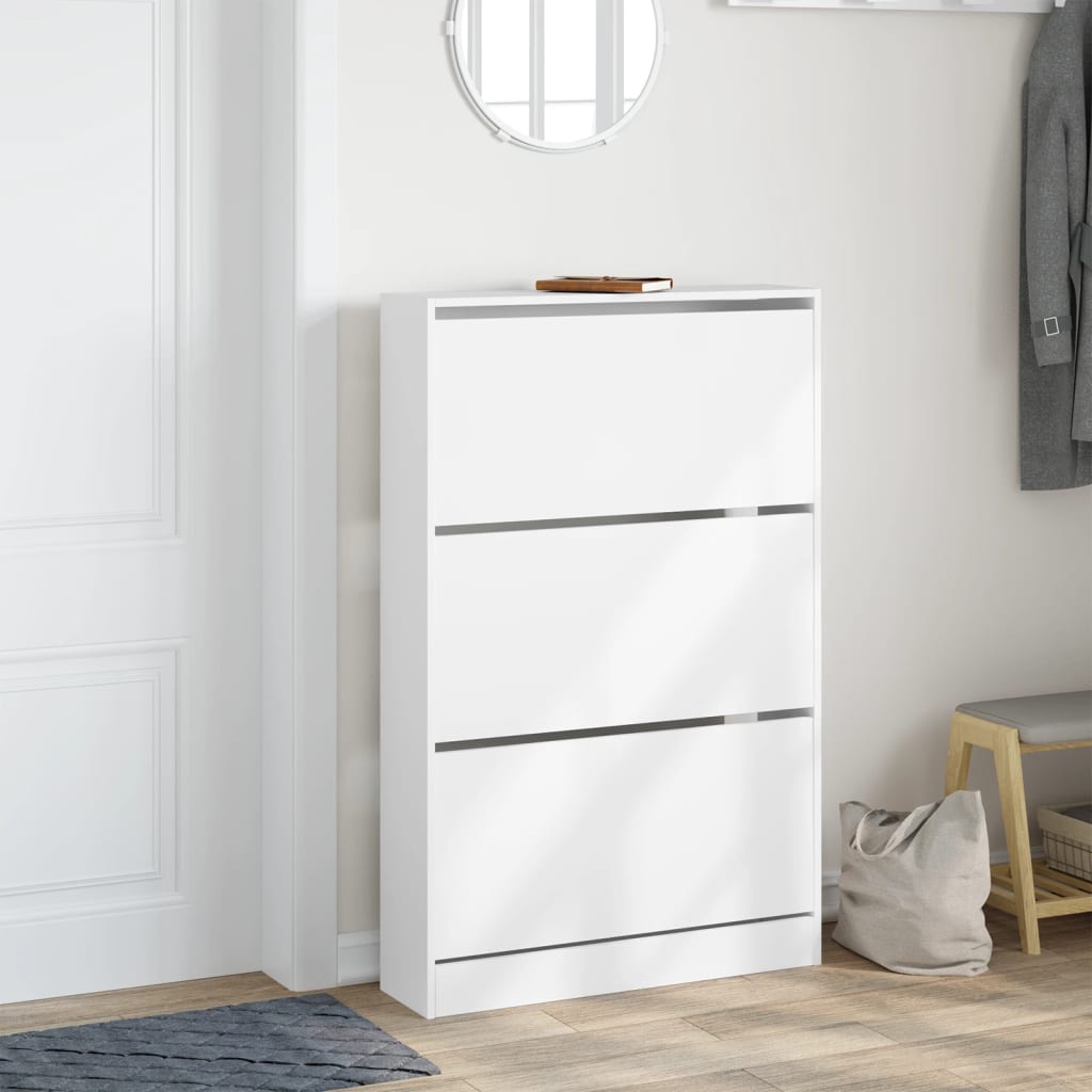 VidaXL Schuhschrank 80x21x125,5 cm Holzwerkstoff weiß