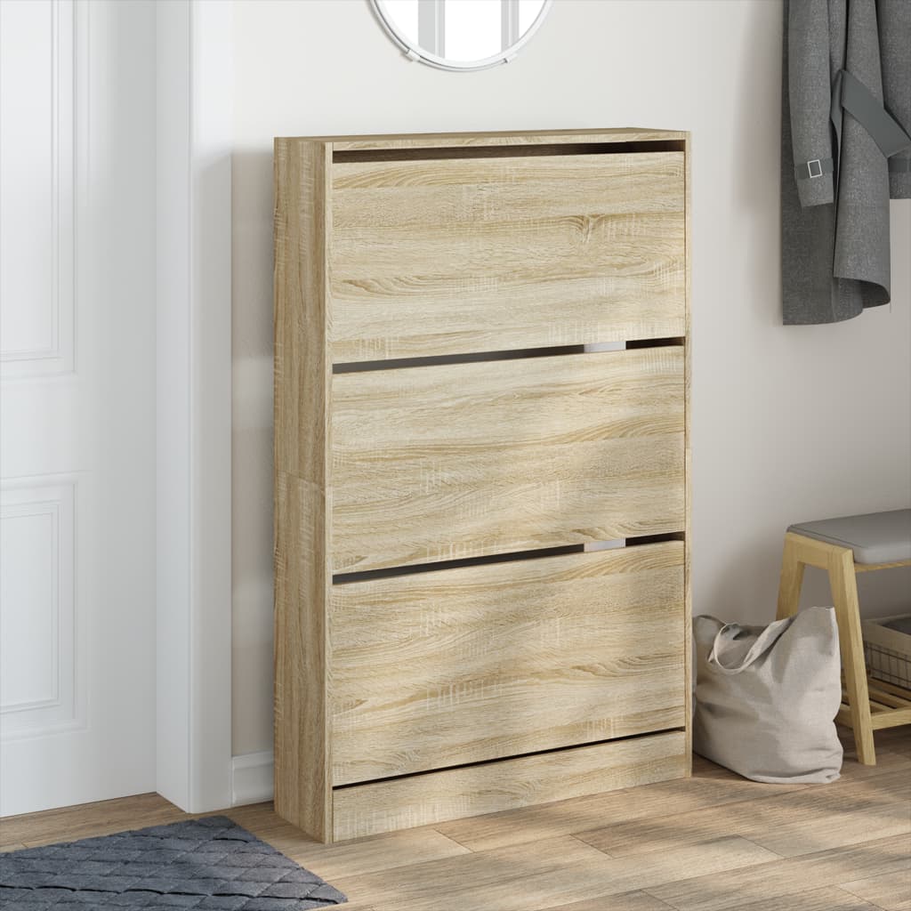 VidaXL Schuhschrank 80x21x125,5 cm Holzwerkstoff Sonoma-Eiche