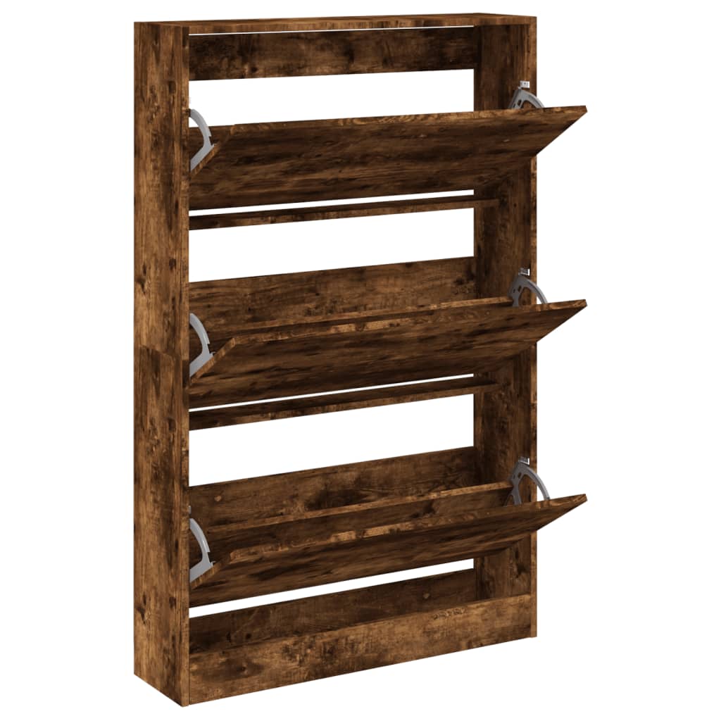 VidaXL Schuhschrank 80x21x125,5 cm Holzwerkstoff, geräucherte Eiche