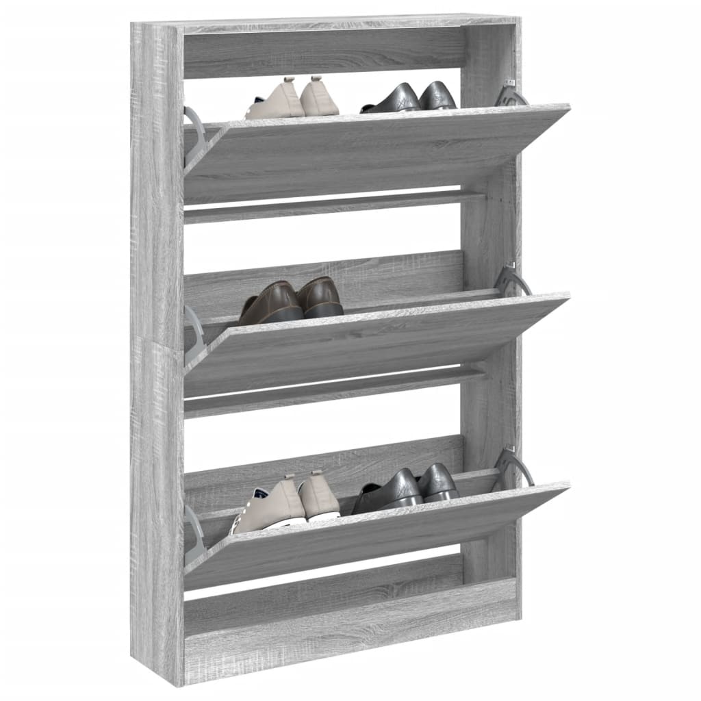 VidaXL Schuhschrank 80 x 21 x 125,5 cm, Holzwerkstoff, graue Sonoma-Eiche