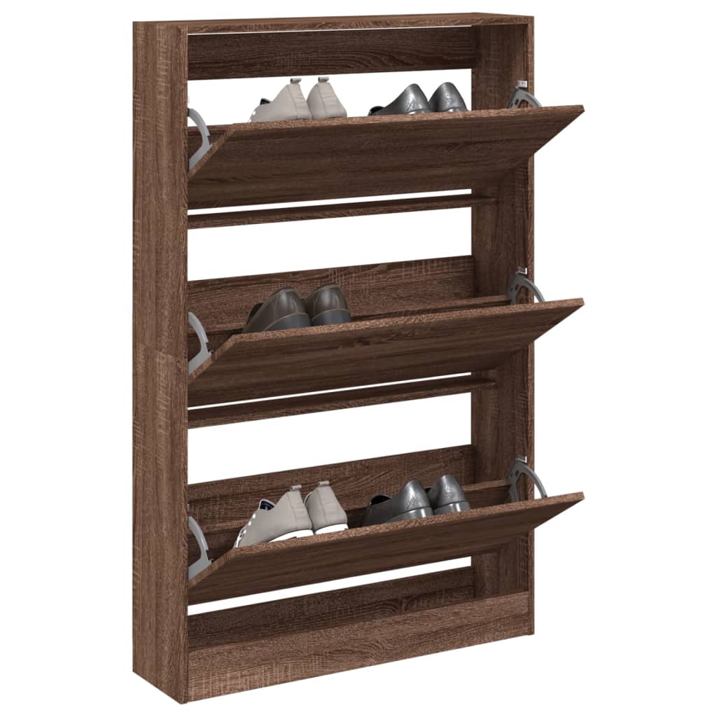 VidaXL Schuhschrank 80x21x125,5 cm, fertige Holzfarbe, braune Eiche