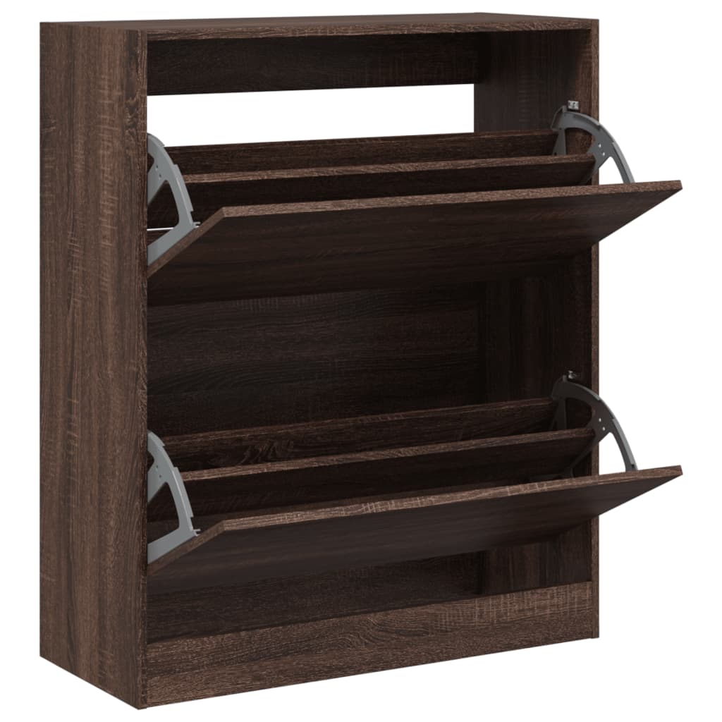 VidaXL Schuhschrank 80x34x96,5 cm, fertige Holzfarbe, braune Eiche