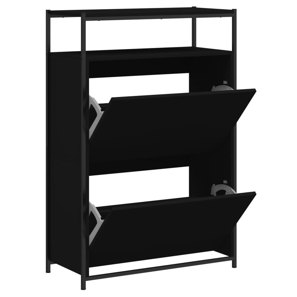 VidaXL Schuhschrank 75x34x112 cm lackiertes Holz schwarz
