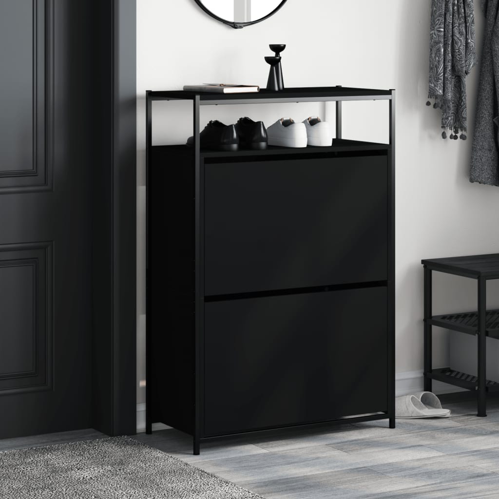 VidaXL Schuhschrank 75x34x112 cm lackiertes Holz schwarz