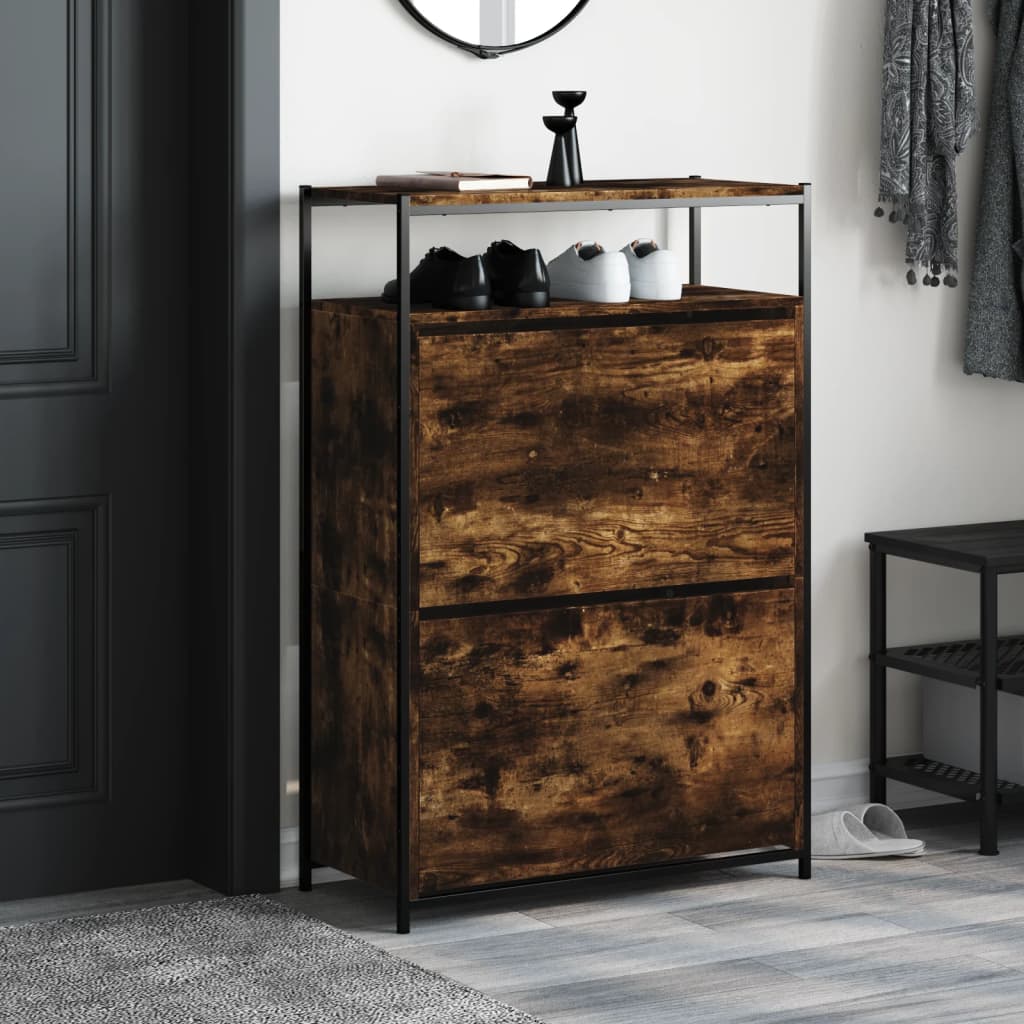 VidaXL Schuhschrank 75x34x112 cm Holzwerkstoff, geräucherte Eiche