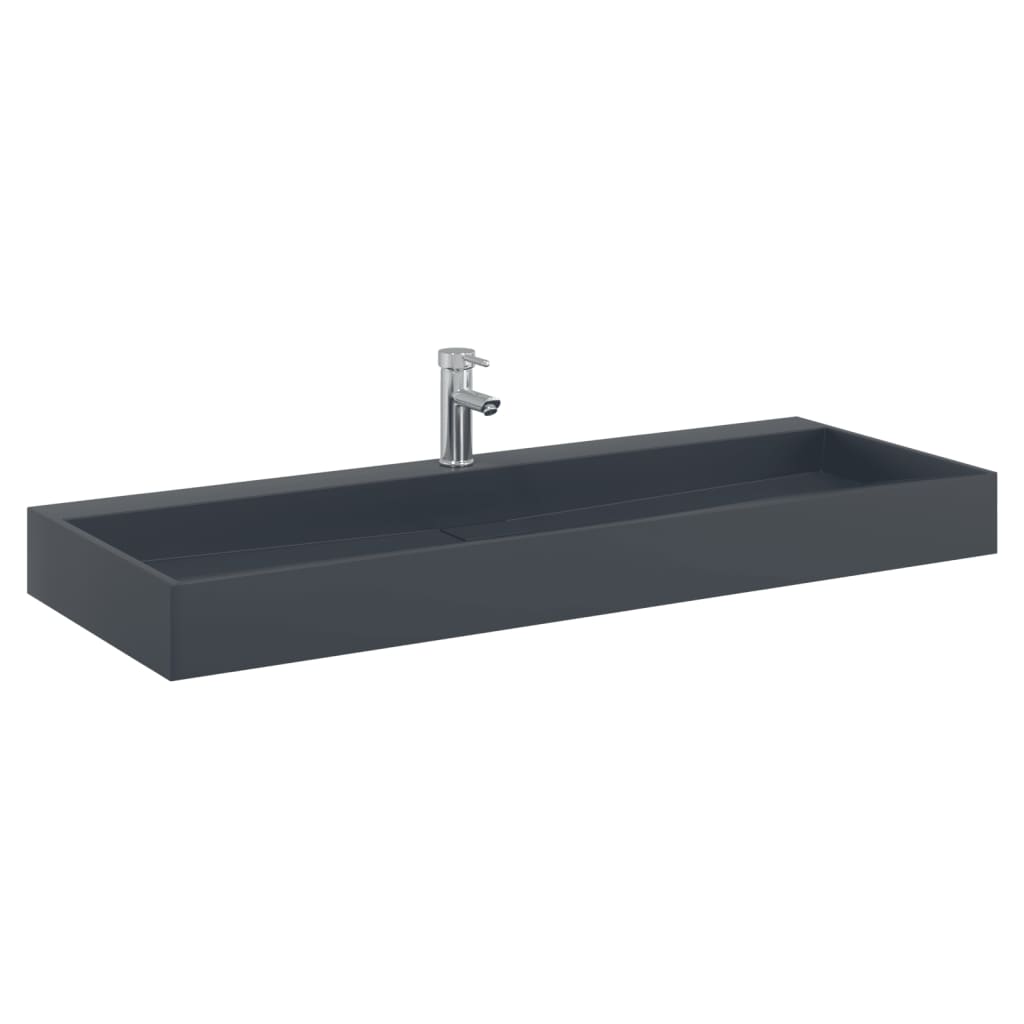 VidaXL Waschbecken 120x46x11 cm Mineralguss Marmorguss Anthrazit