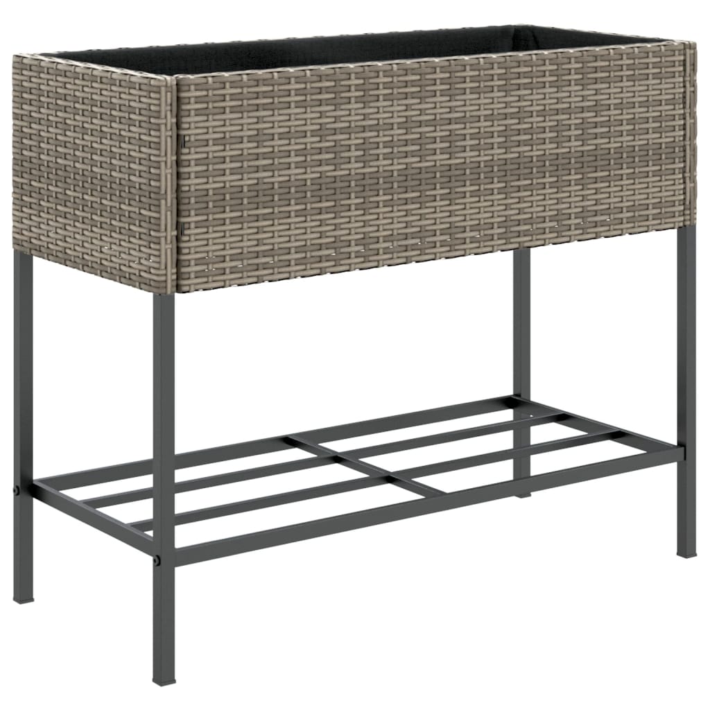 VidaXL Pflanzgefäß mit Ablage Polyrattan grau