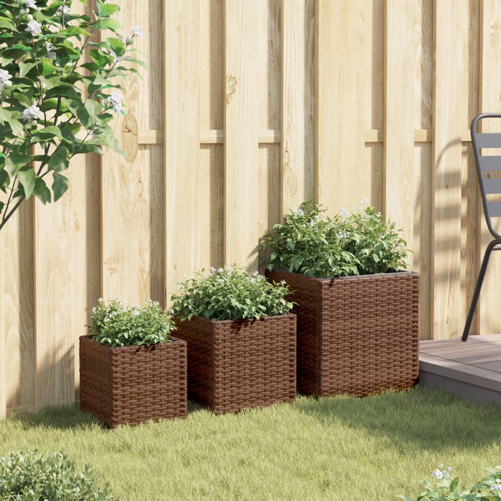 VidaXL Pflanzgefäße 3 Stk. Polyrattan braun