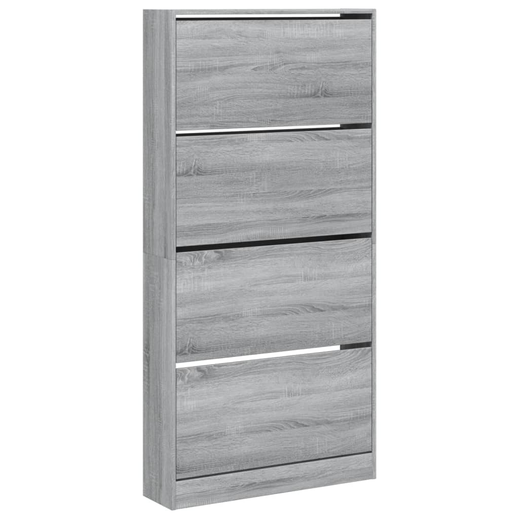 VidaXL Schuhschrank mit 4 klappbaren Schubladen 80x21x163,5 cm grau sonoma