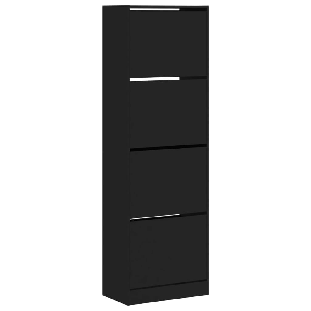VidaXL Schuhschrank mit 4 klappbaren Schubladen 60x34x187,5 cm schwarz