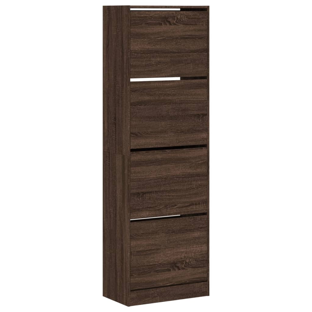 VidaXL Schuhschrank mit 4 klappbaren Schubladen 60 x 34 x 187,5 cm, Farbe Eiche braun