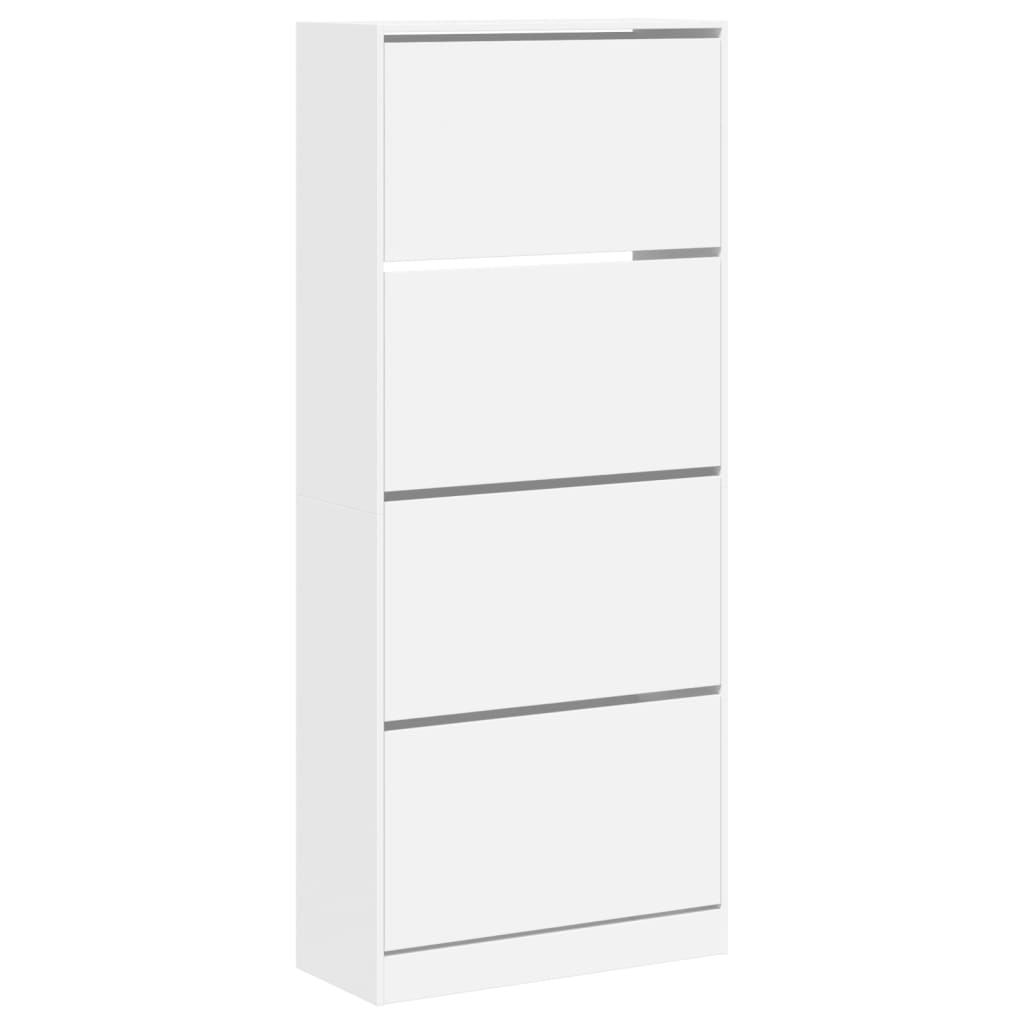 VidaXL Schuhschrank mit 4 Klappschubladen 80x34x187,5 cm weiß