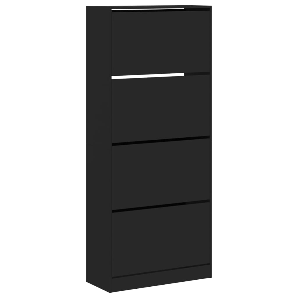 VidaXL Schuhschrank mit 4 klappbaren Schubladen 80x34x187,5 cm schwarz