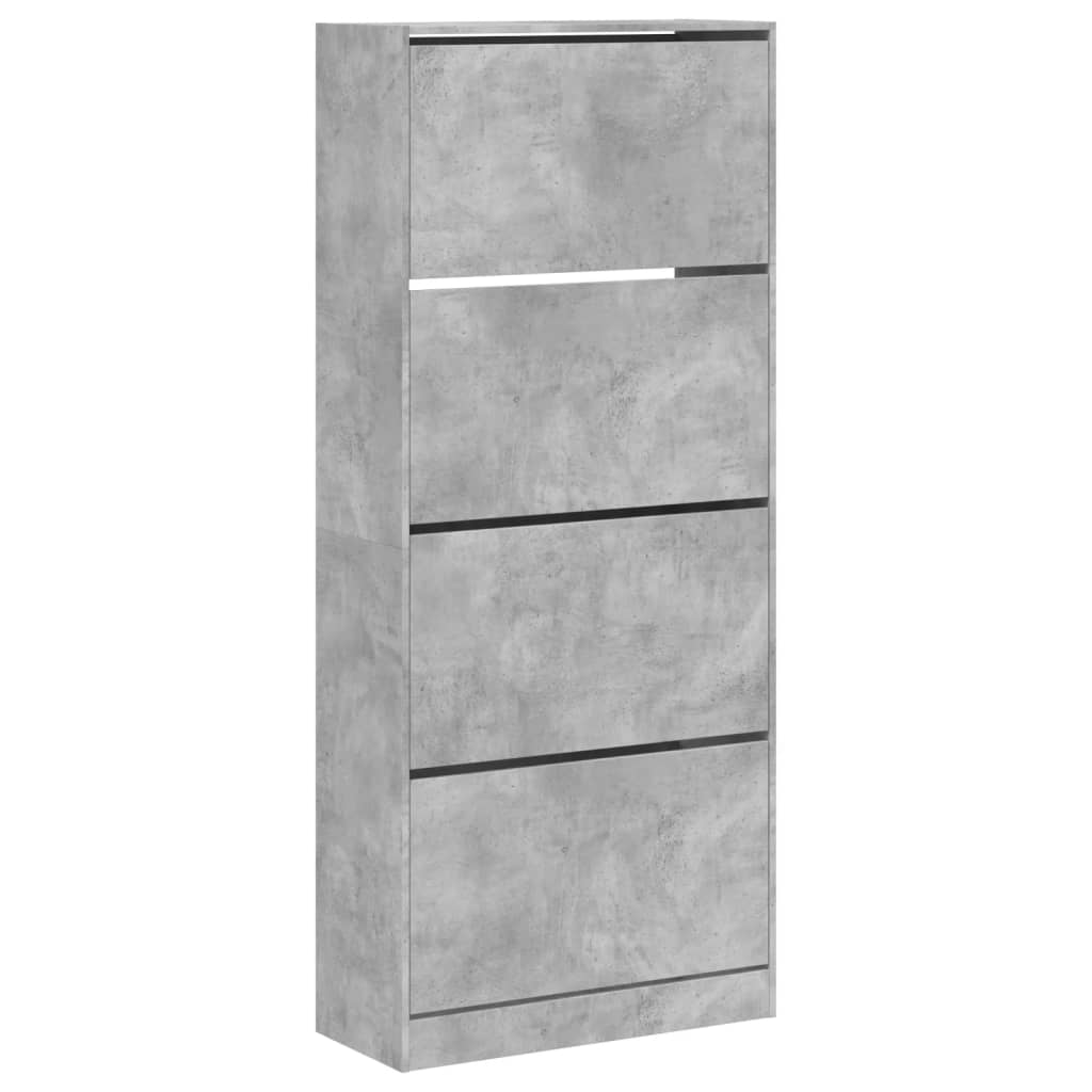 VidaXL Schuhschrank mit 4 klappbaren Schubladen 80x34x187,5 cm betongrau