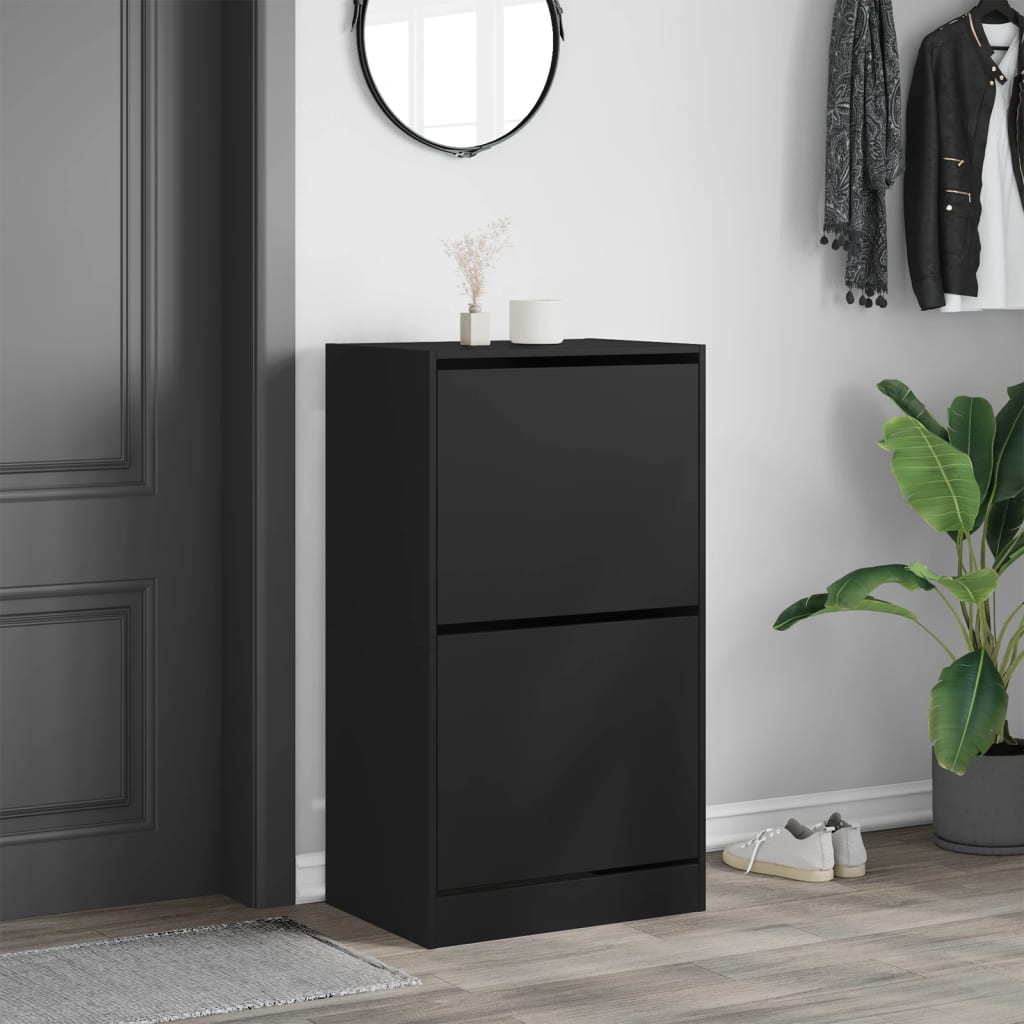 VidaXL Schuhschrank mit 2 Klappschubladen 60x42x108 cm schwarz