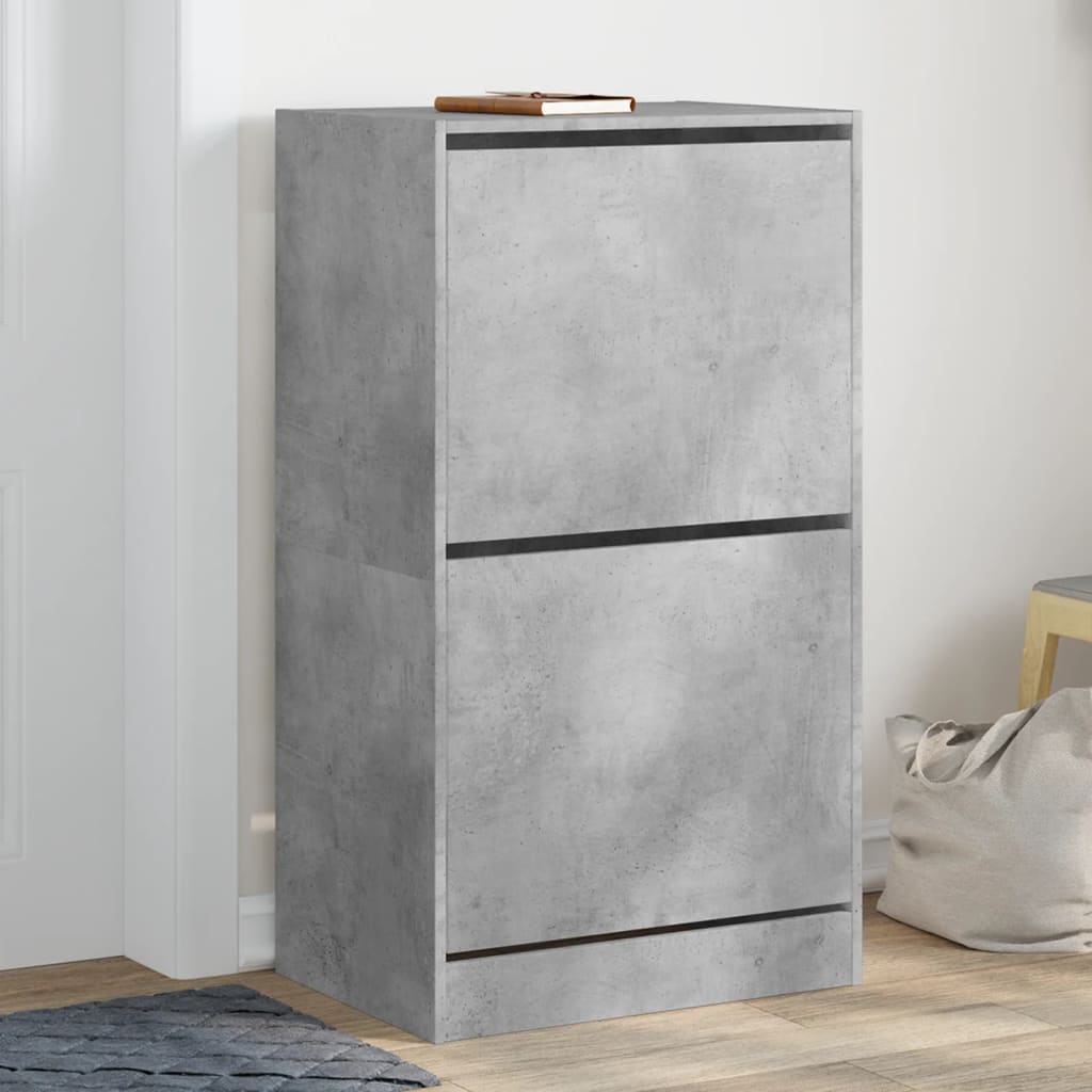 VidaXL Schuhschrank mit 2 Klappschubladen 60x42x108 cm betongrau