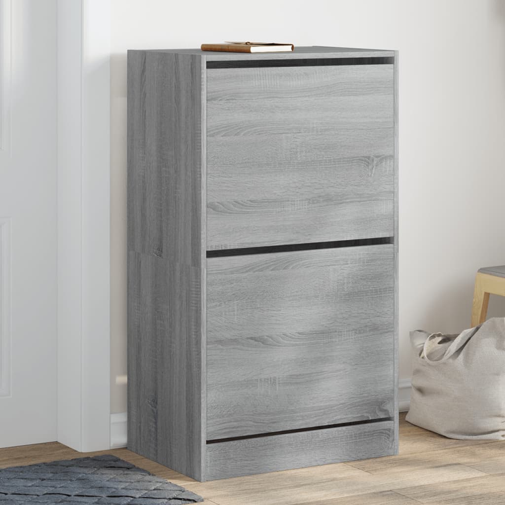 VidaXL Schuhschrank mit 2 klappbaren Schubladen 60x42x108 cm Grau Sonoma