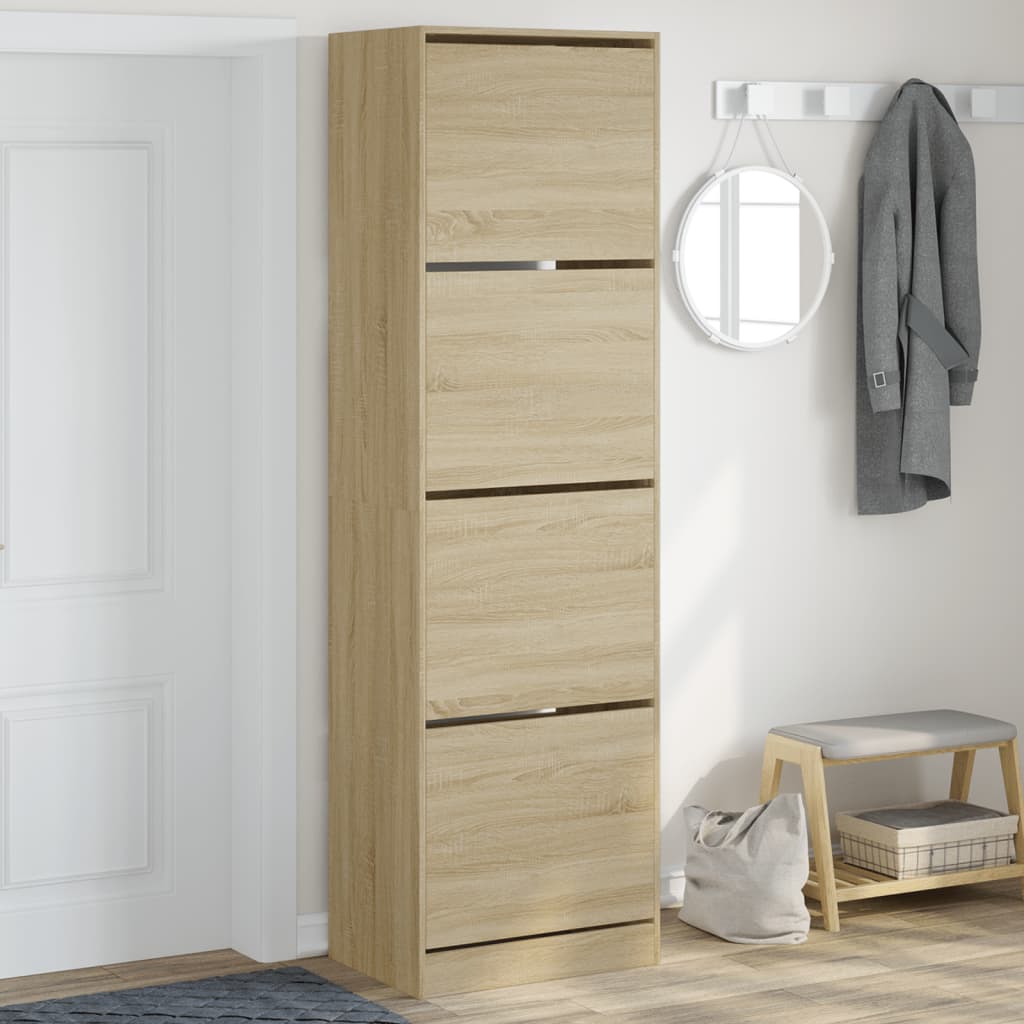 VidaXL Schuhschrank mit 4 klappbaren Schubladen 60x42x204 cm Sonoma-Eiche