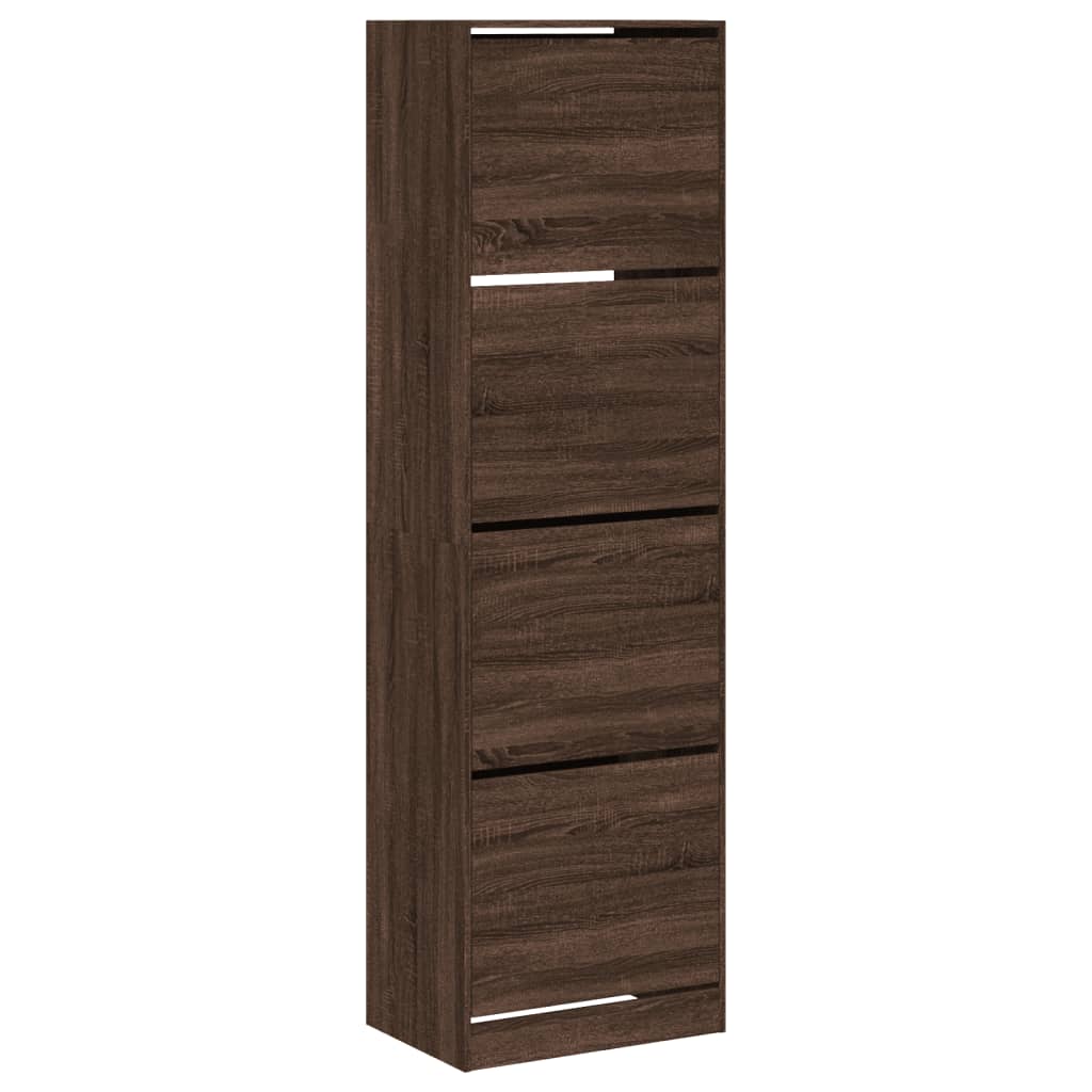 VidaXL Schuhschrank mit 4 klappbaren Schubladen 60x42x204 cm, Farbe Eiche braun