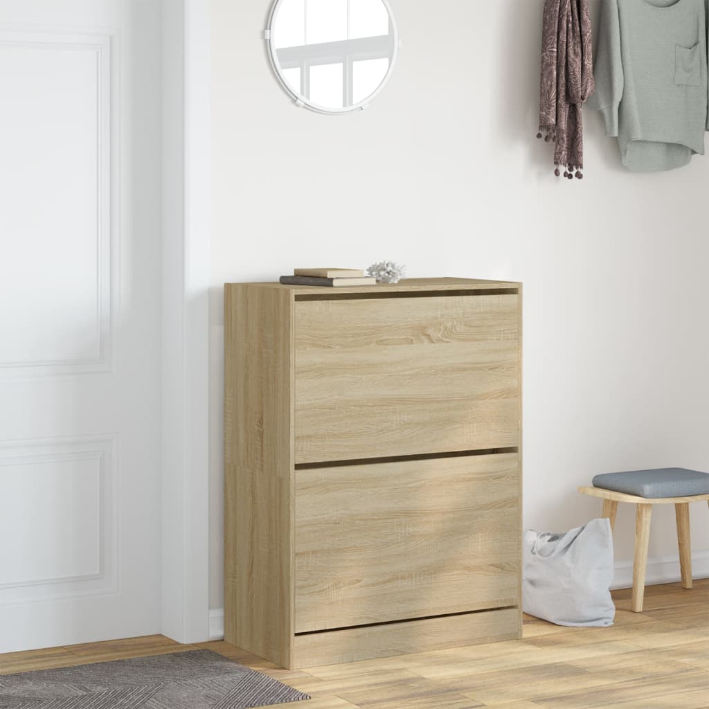 VidaXL Schuhschrank mit 2 klappbaren Schubladen 80x42x108 cm Sonoma-Eiche