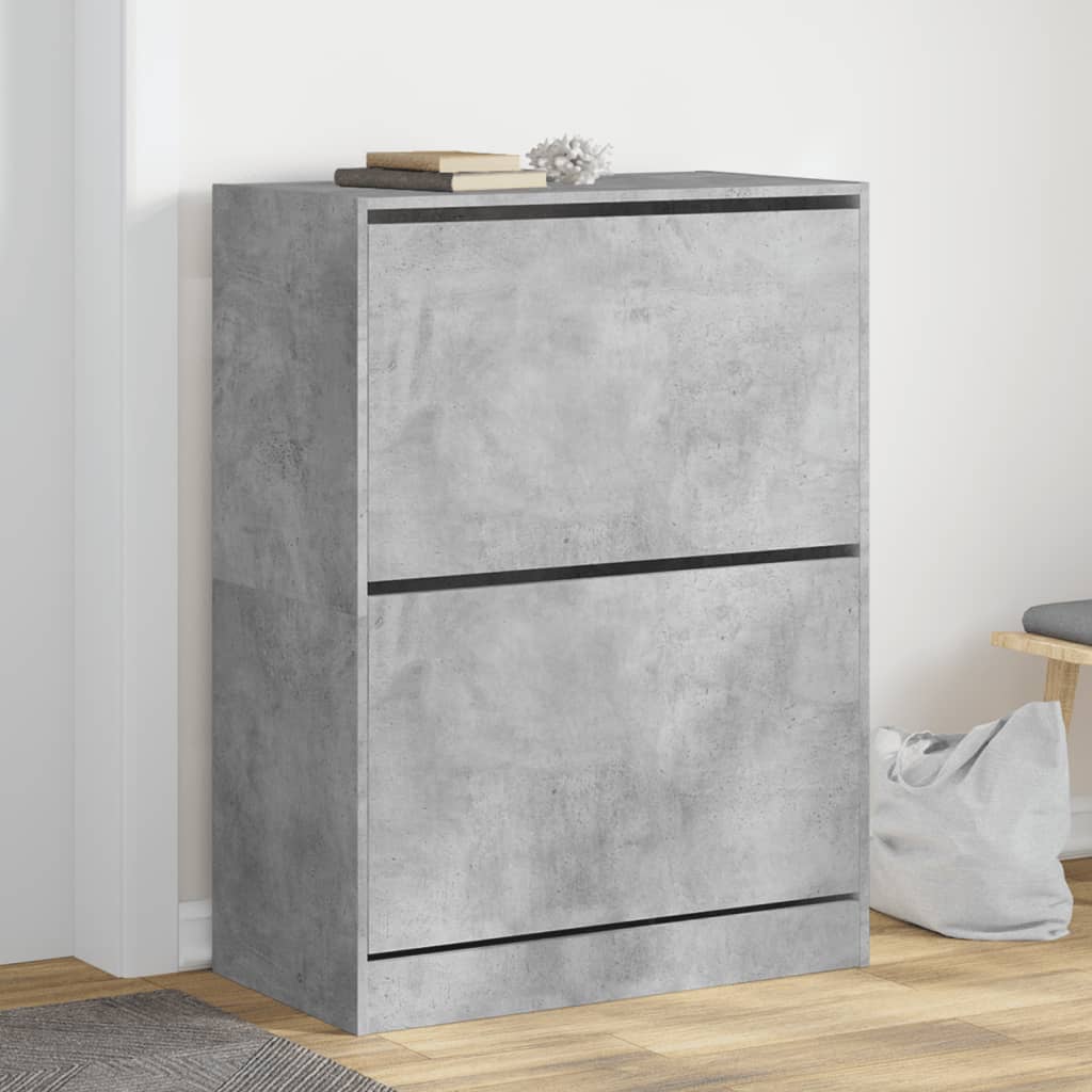 VidaXL Schuhschrank mit 2 Klappschubladen 80x42x108 cm betongrau
