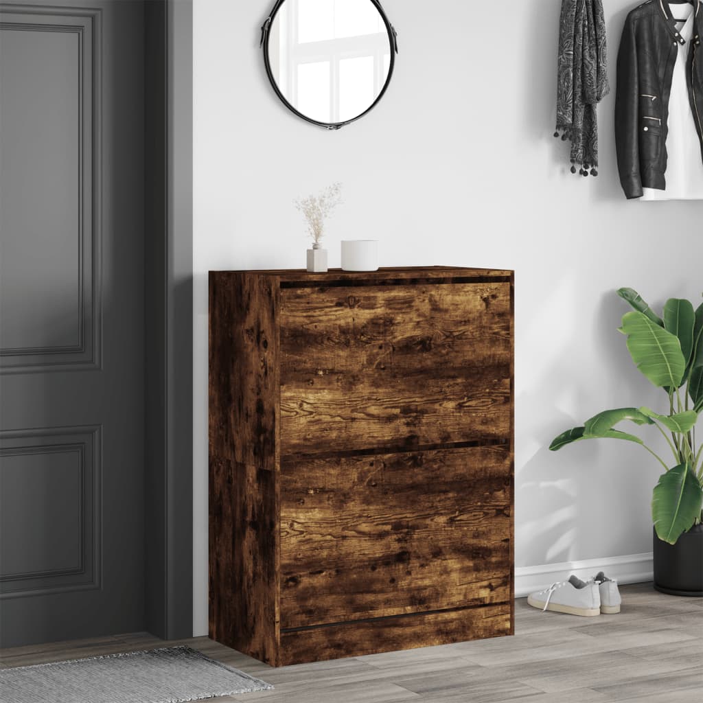 VidaXL Schuhschrank mit 2 klappbaren Schubladen 80x42x108 cm Räuchereiche