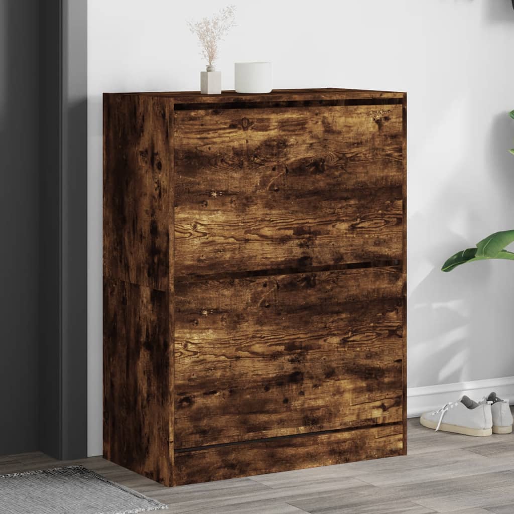 VidaXL Schuhschrank mit 2 klappbaren Schubladen 80x42x108 cm Räuchereiche