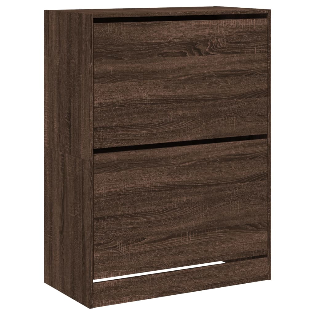VidaXL Schuhschrank mit 2 Klappschubladen 80x42x108 cm, Farbe Eiche braun