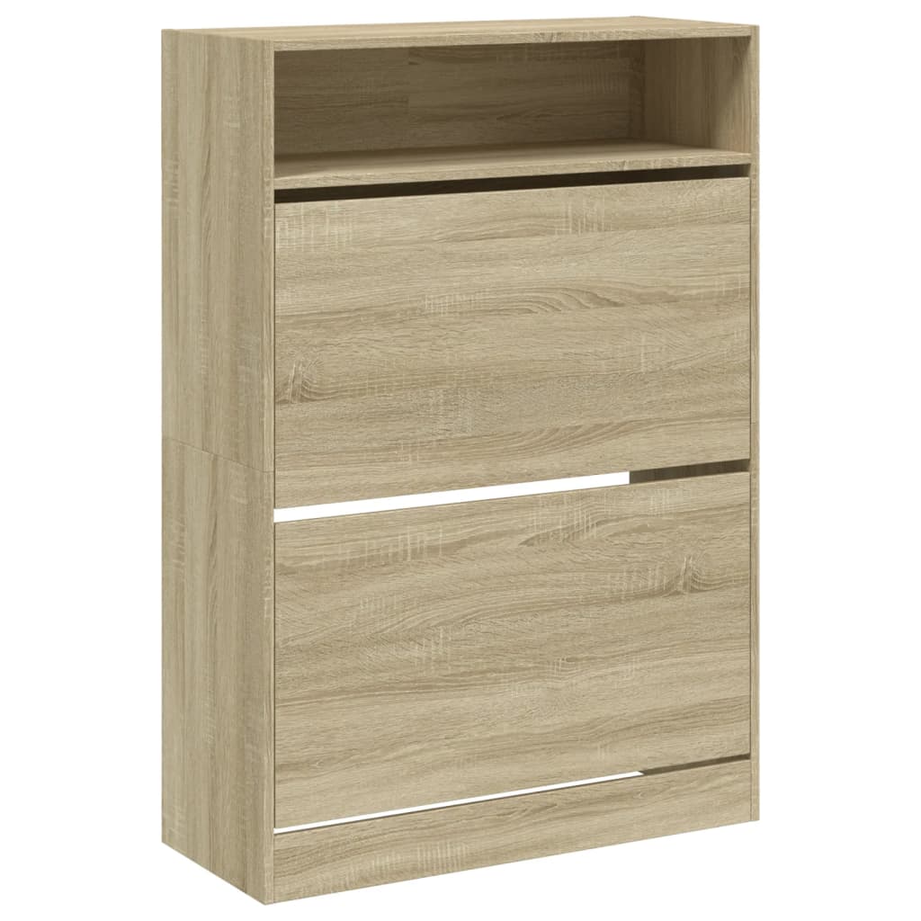 VidaXL Schuhschrank mit 2 klappbaren Schubladen 80x34x116 cm Sonoma-Eiche