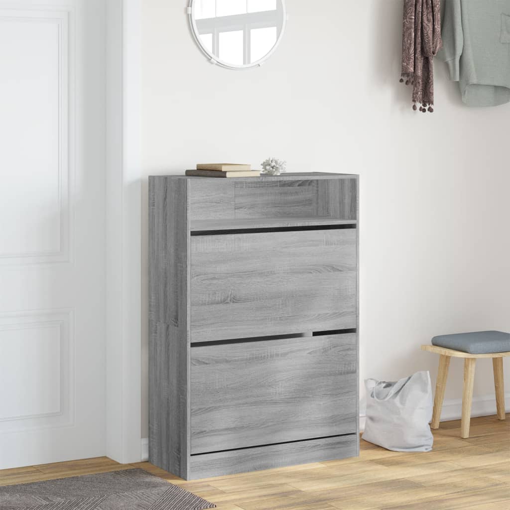 VidaXL Schuhschrank mit 2 klappbaren Schubladen 80x34x116 cm Grau Sonoma