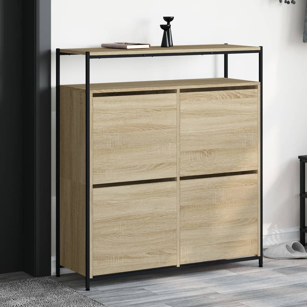 VidaXL Schuhschrank mit 4 klappbaren Schubladen 100x34x112 cm Sonoma-Eiche