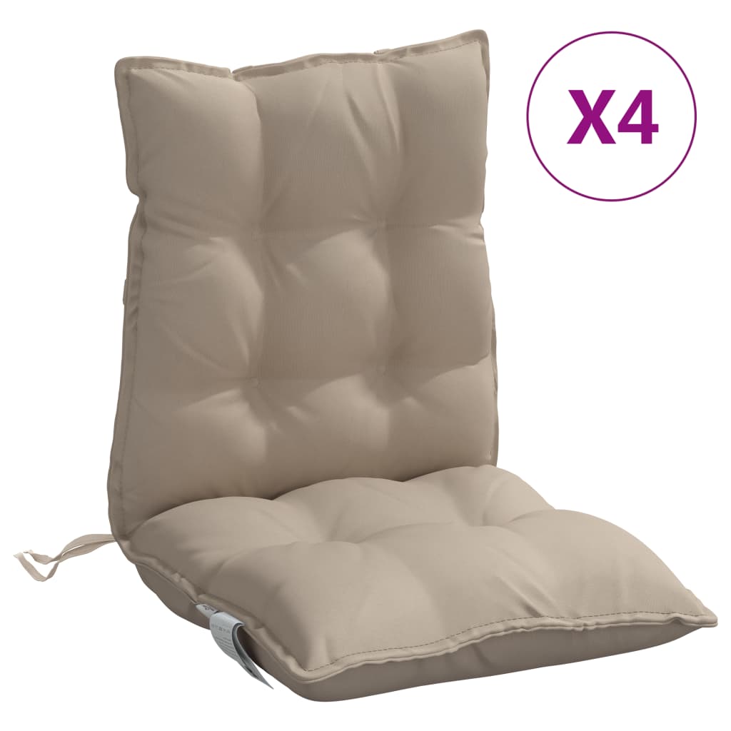 VidaXL Stuhlkissen 4 Stück Oxford-Stoff mit niedriger Rückenlehne, Taupe