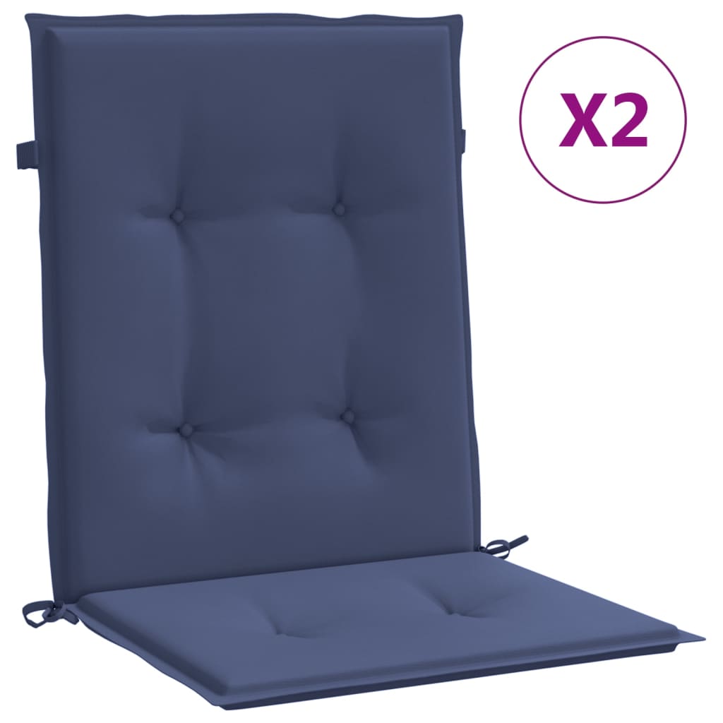 VidaXL Stuhlkissen 2 Stück, Stoff mit niedriger Rückenlehne, Marineblau