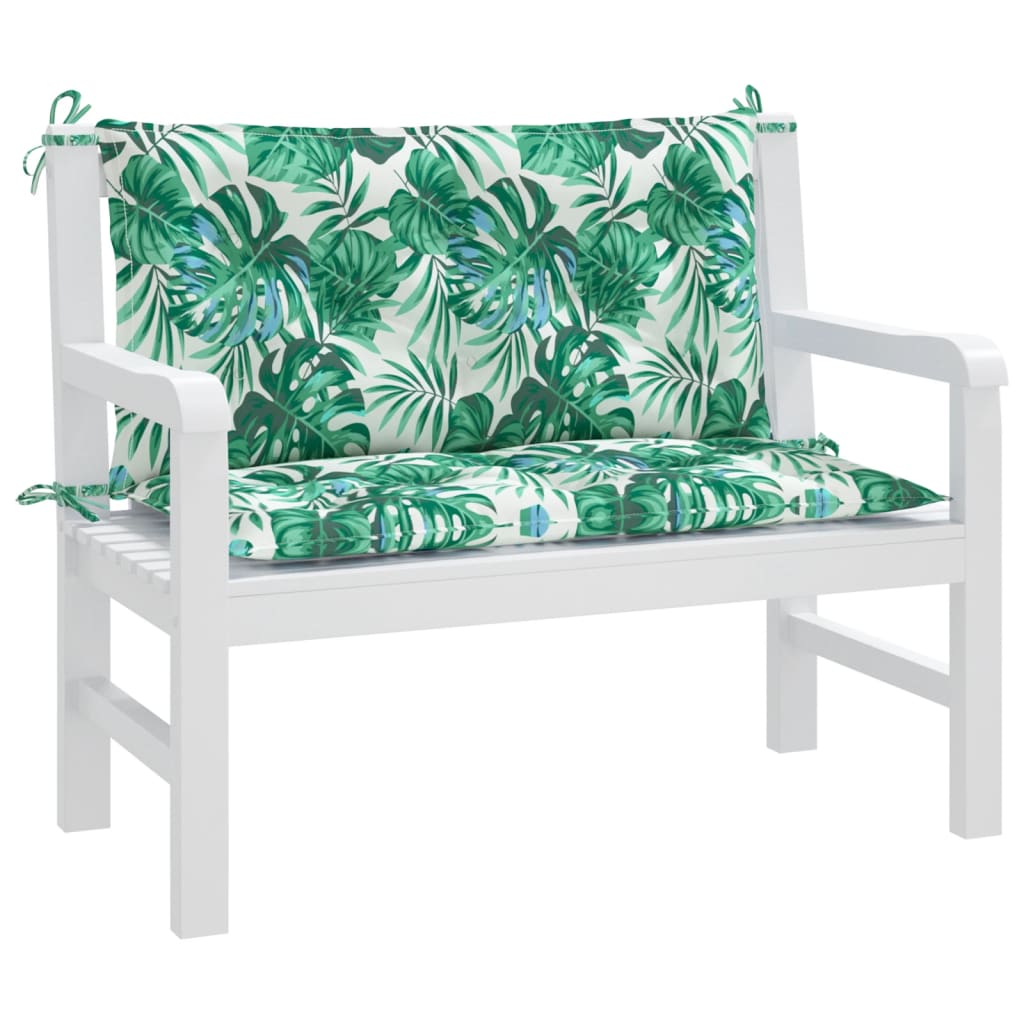 Vidaxx Gartenbankauflagen 2 Stück Blattmuster 100x50x7 cm Oxford-Stoff