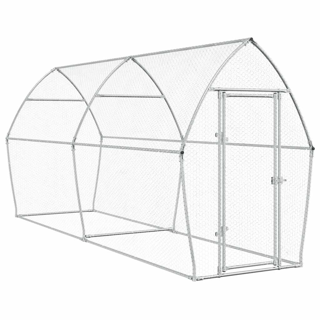 Vidaxx Hühnerstall 400x105x182 cm verzinkter Stahl silberfarben