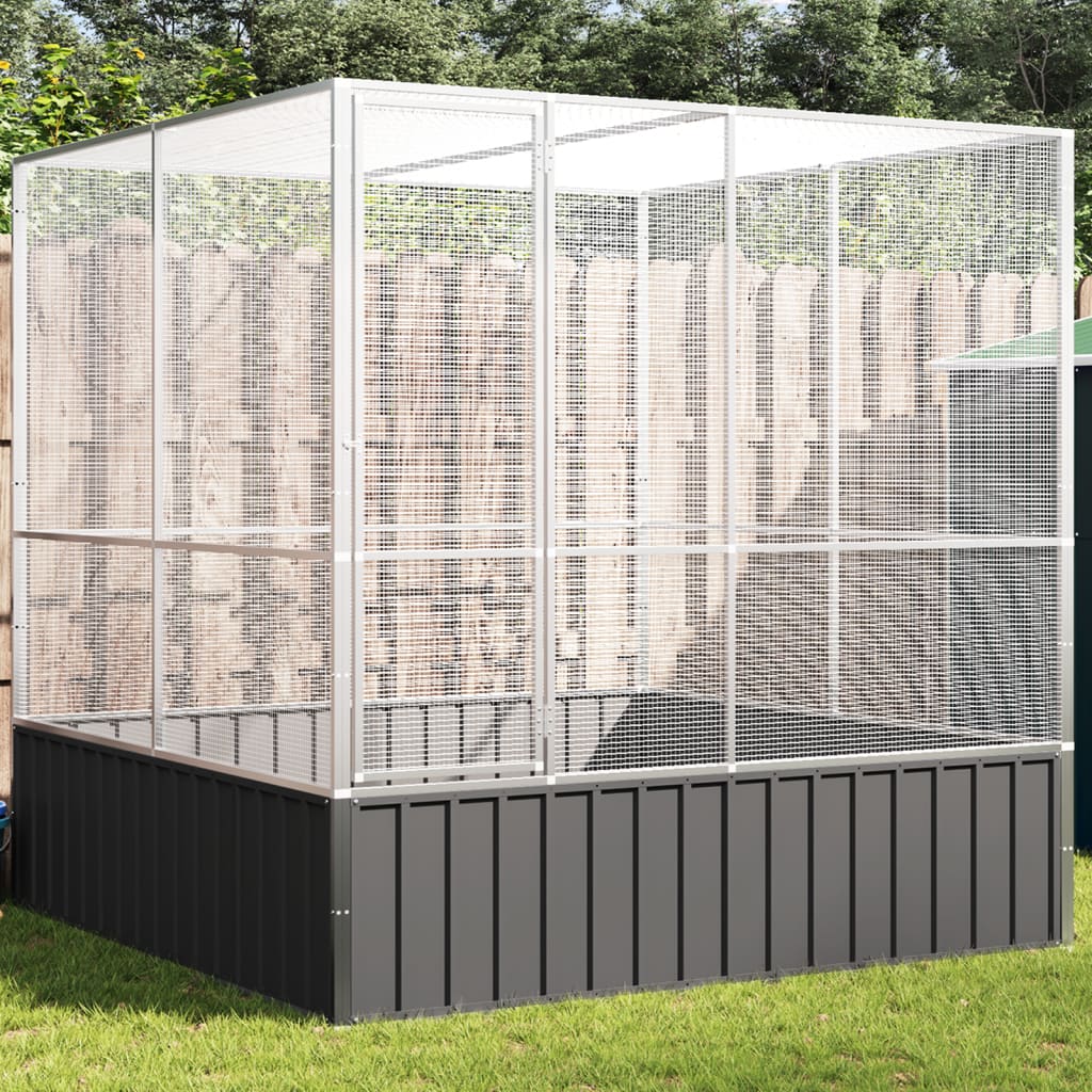 VidaXL Voliere 211x207x212 cm Stahl Silber