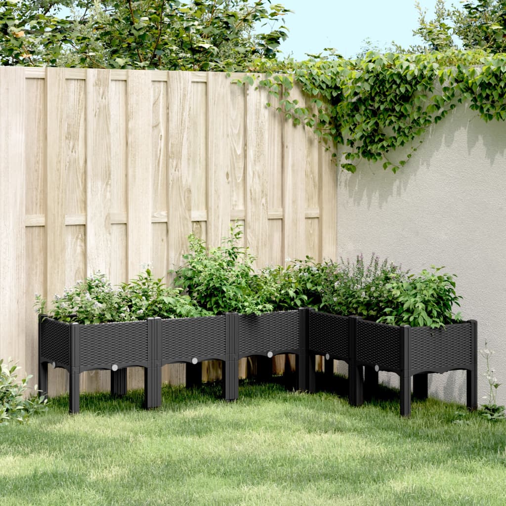 Vidaxx Pflanzgefäß mit Beinen 160x120x42 cm Polypropylen schwarz