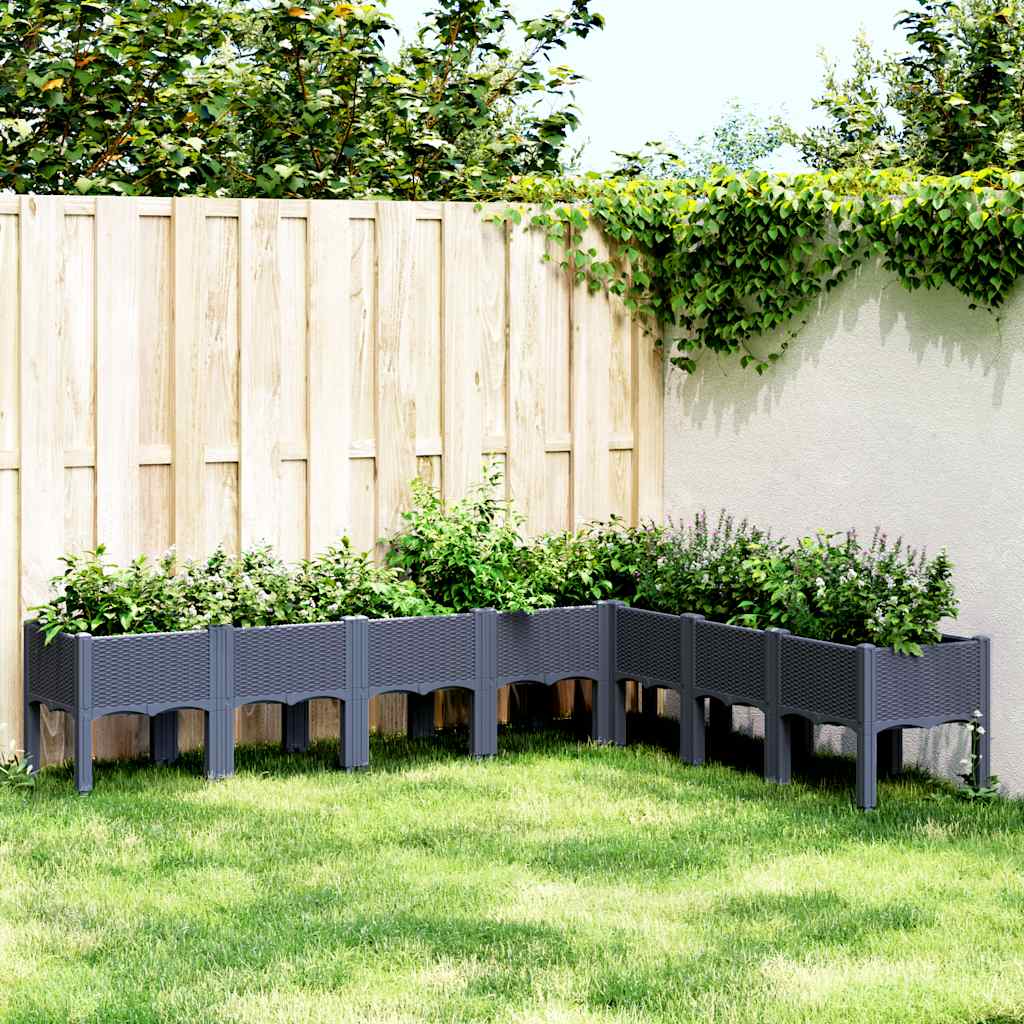 Vidaxl plantenbak met poten 200x160x42 cm polypropeen blauwgrijs