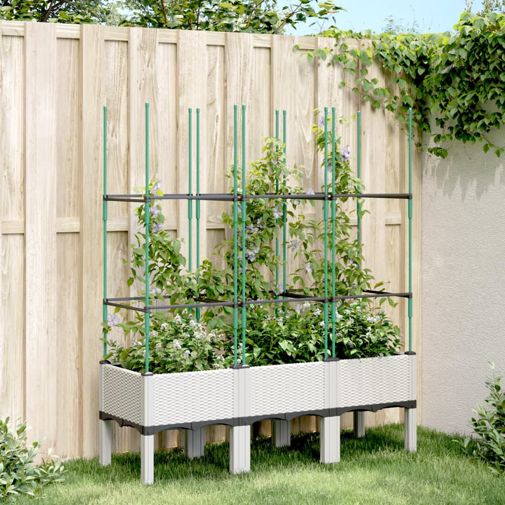 Vidaxx Pflanzgefäß mit Spalier 120x40x142,5 cm Polypropylen weiß