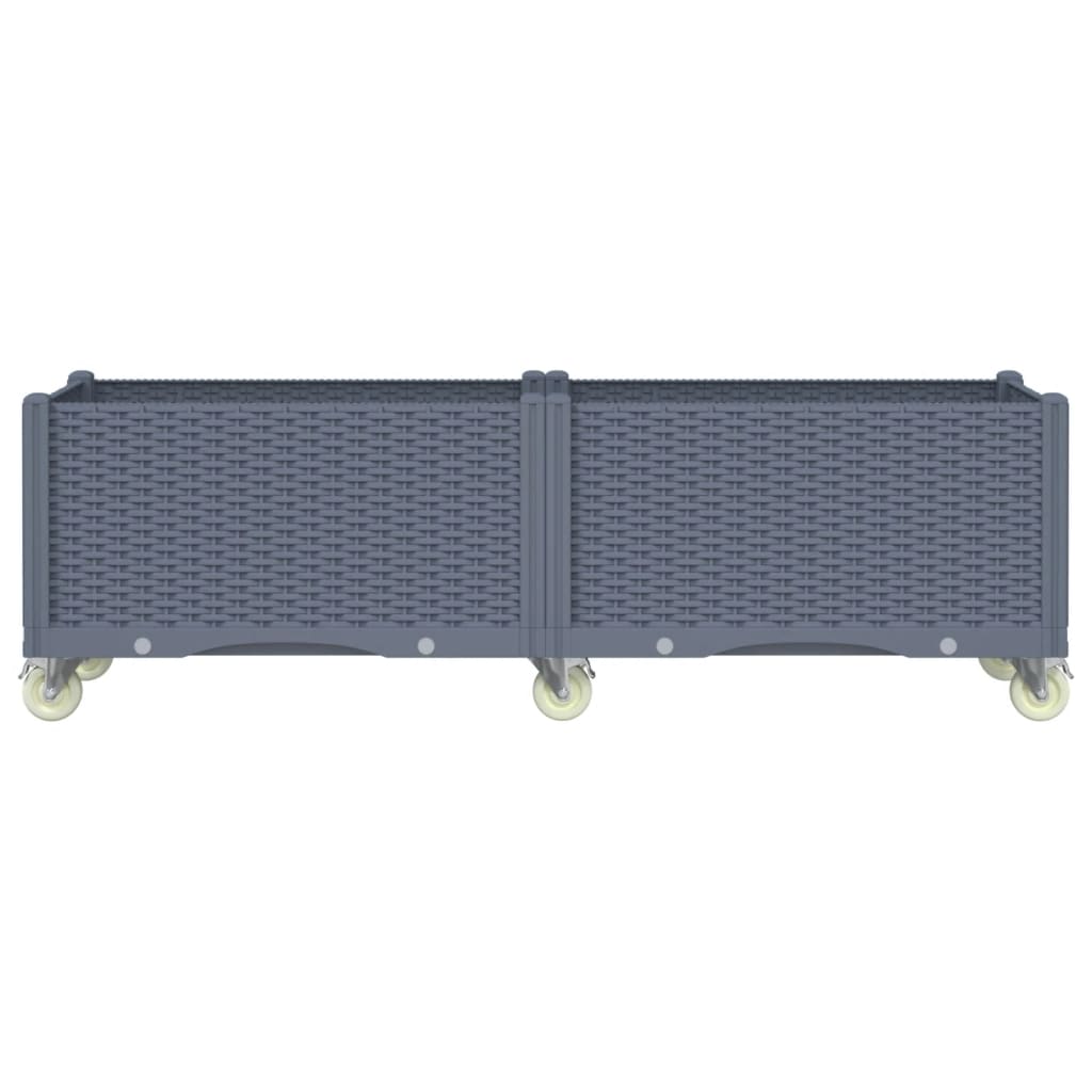 VidaXL Pflanzgefäß mit Rädern 160x50x54 cm Polypropylen grau