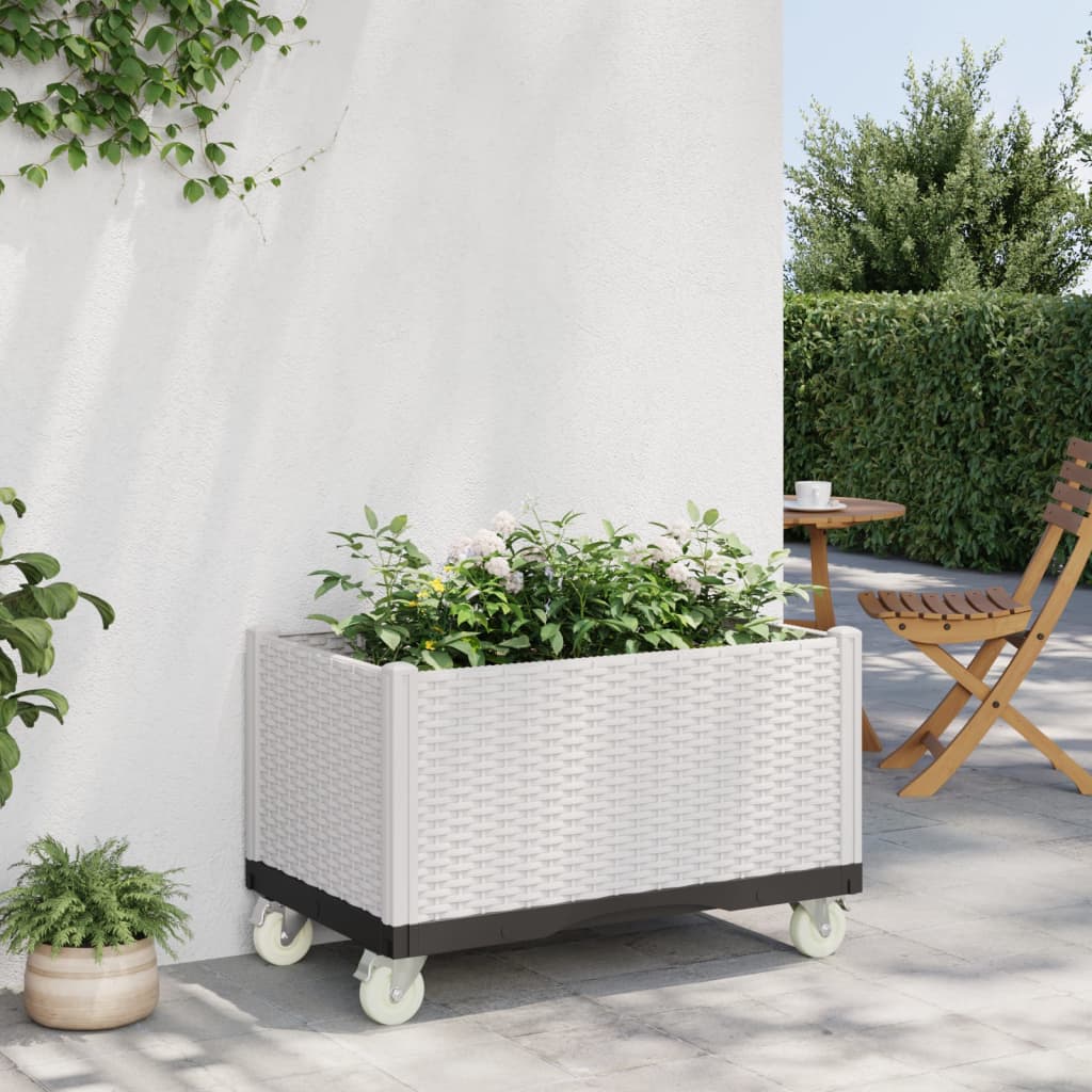 Vidaxx Pflanzgefäß mit Rädern 80x50x54 cm Polypropylen weiß