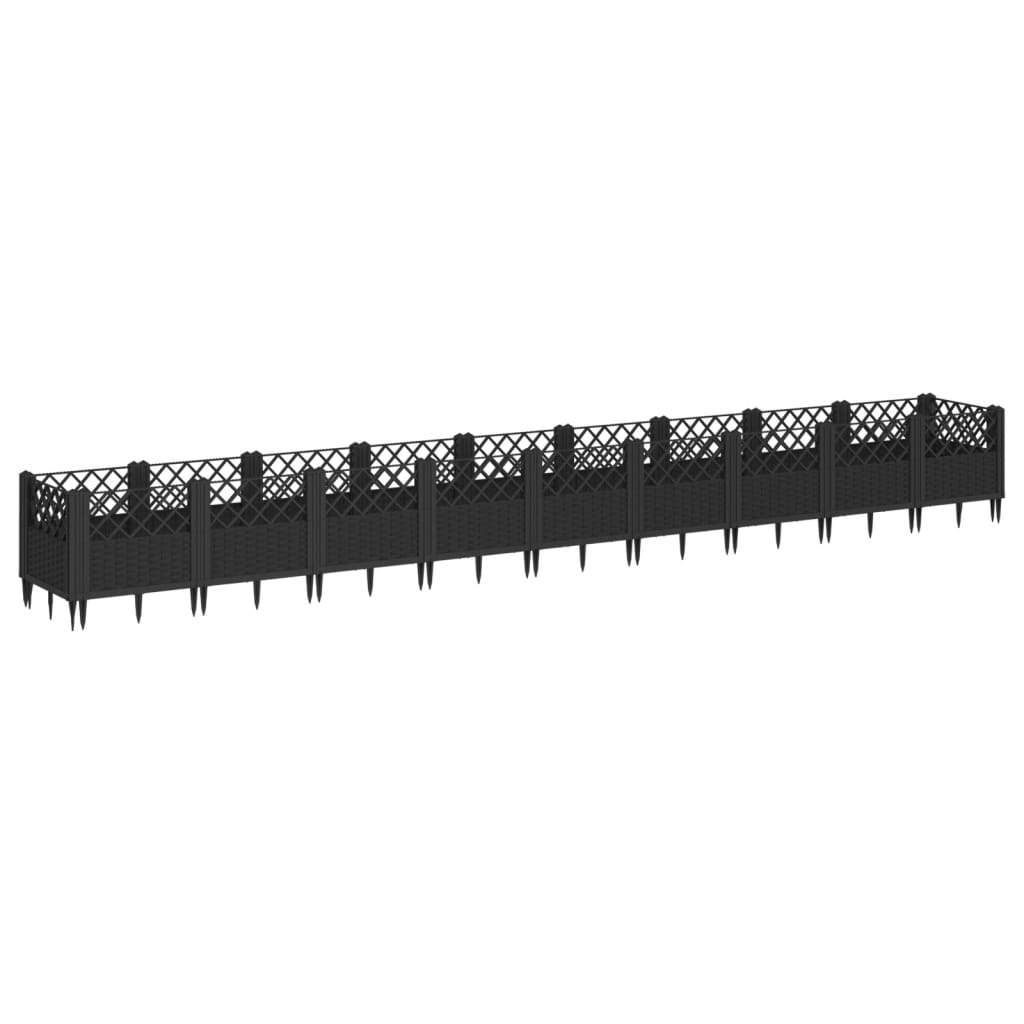 Vidaxx Pflanzgefäß mit Stiften 363,5x43,5x43,5 cm Polypropylen schwarz