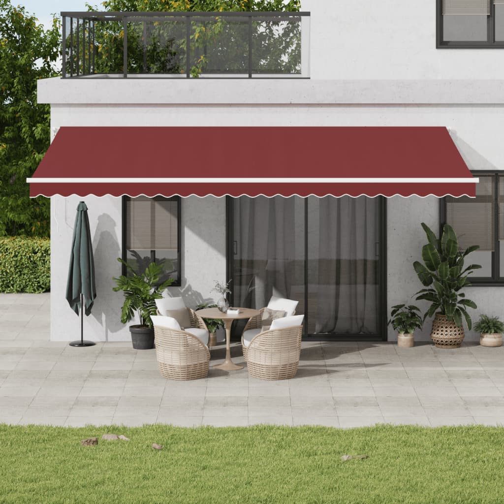 VidaXL Markise manuell ausziehbar mit LED 600x350 cm burgunderrot